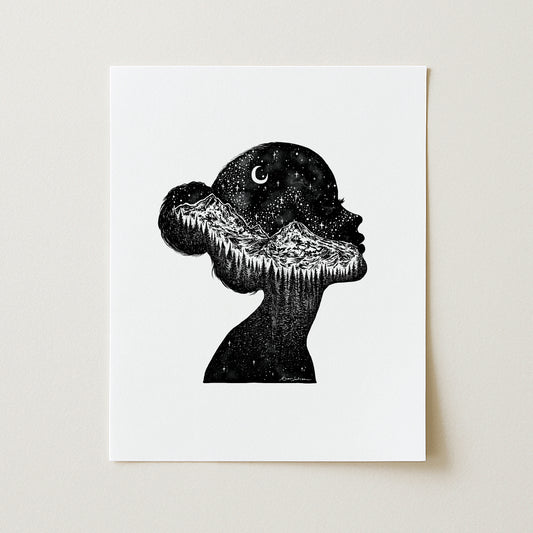 Mountainous Silhouette Art Print