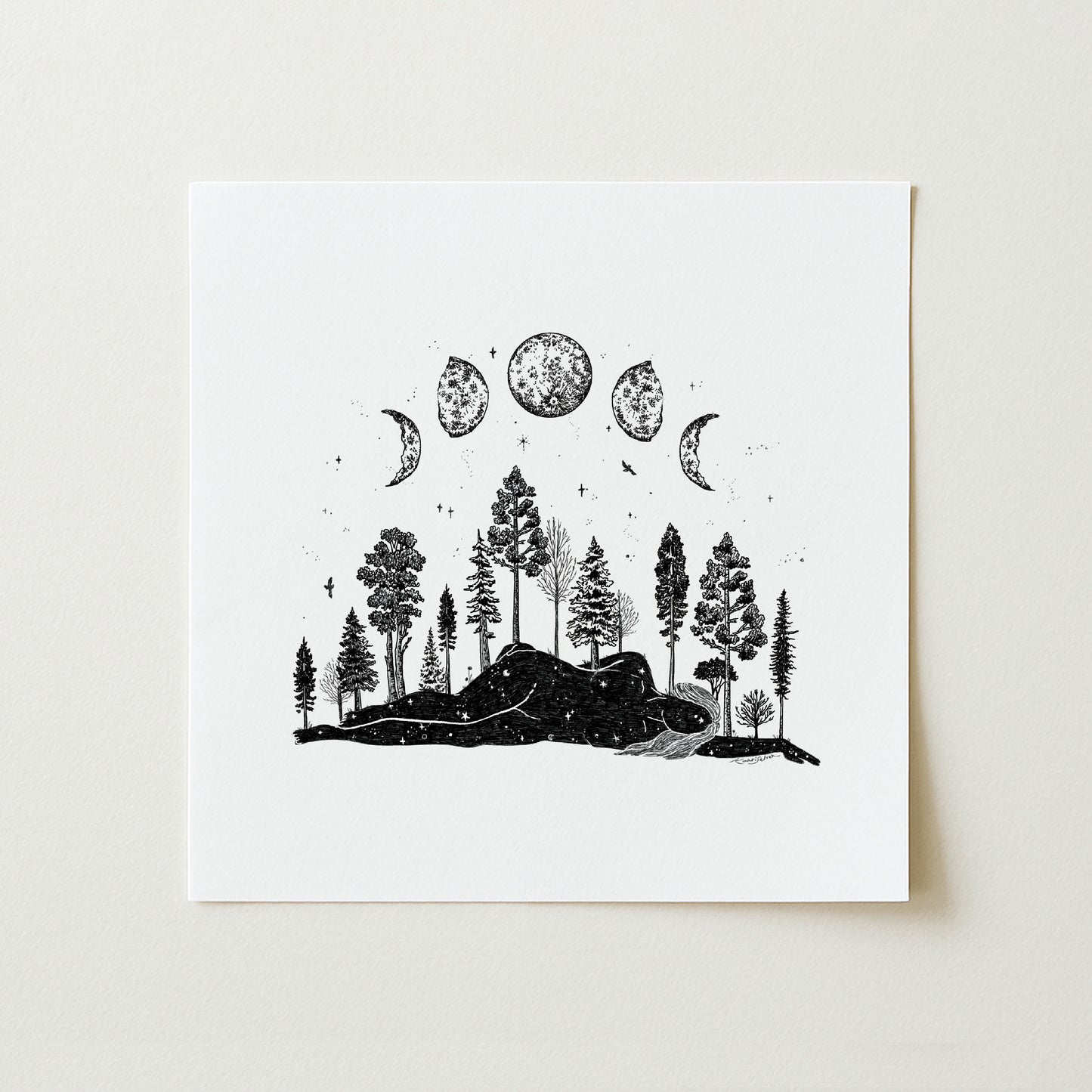 Moon Phase Woman Art Print