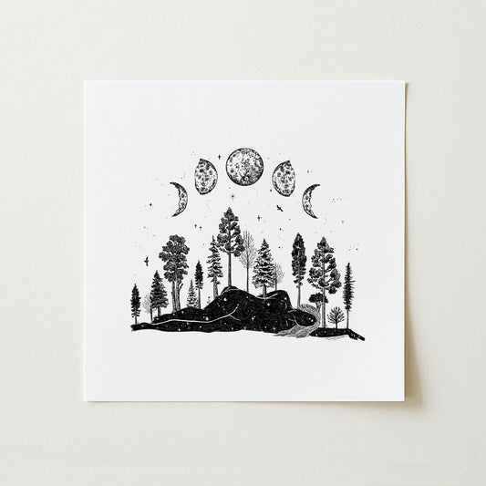 Moon Phase Woman Art Print