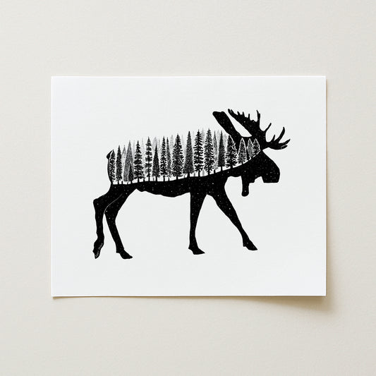 Forested Moose Art Print