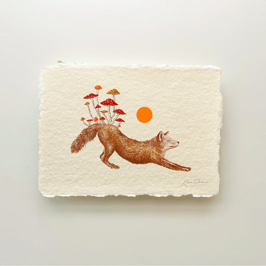 Mushroom Fox Heirloom Art Print