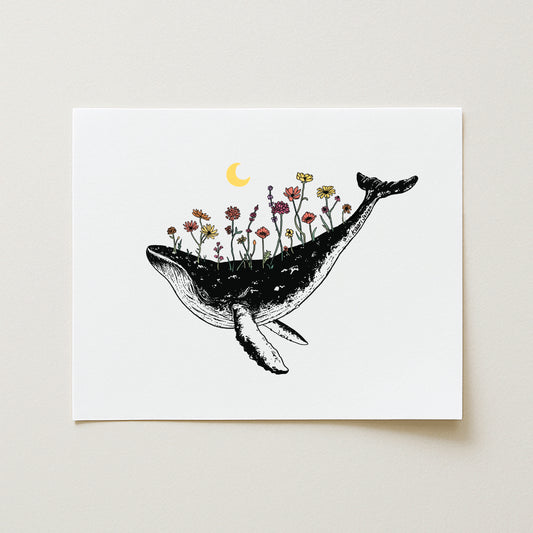 Floral Whale Art Print