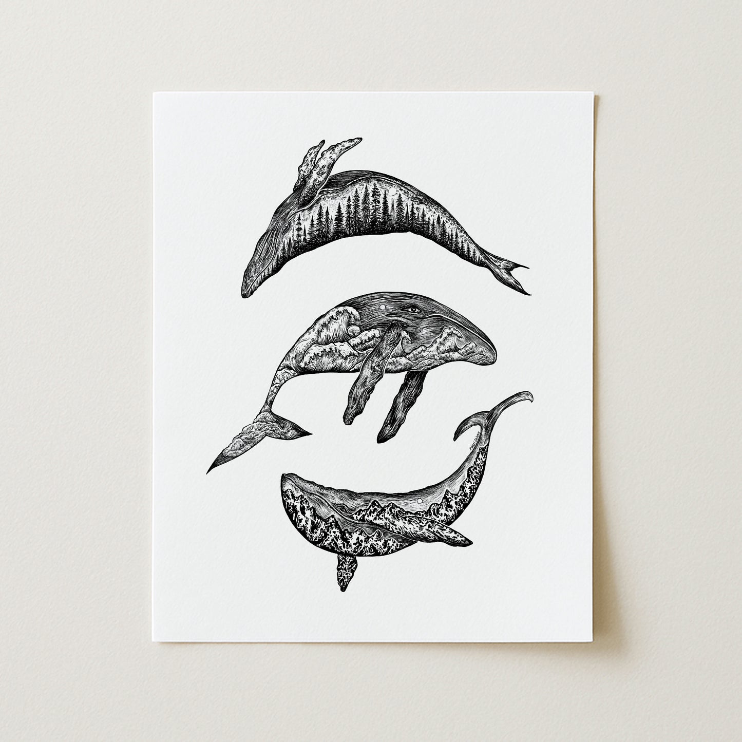 Three Whales Art Print