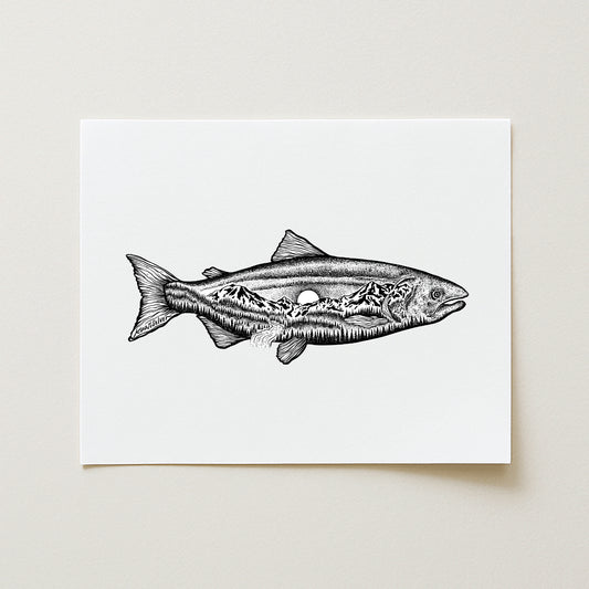 Mountain Salmon Art Print