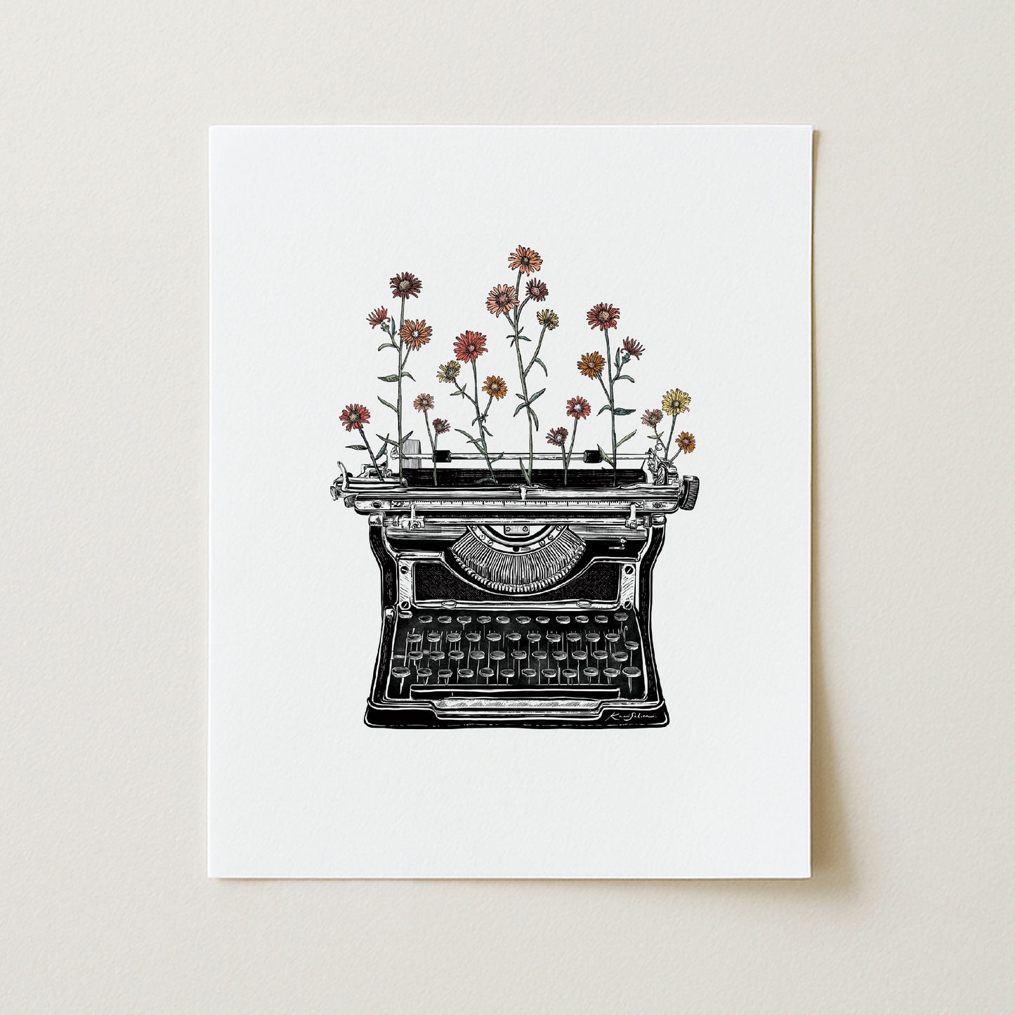 Floral Typewriter Art Print