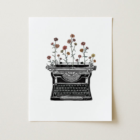Floral Typewriter Art Print