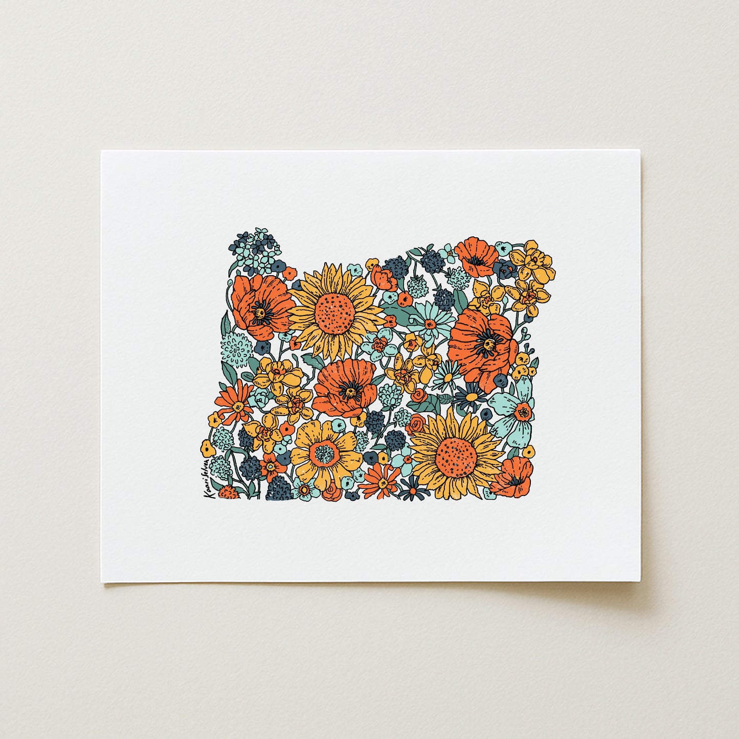 Floral Oregon State Art Print