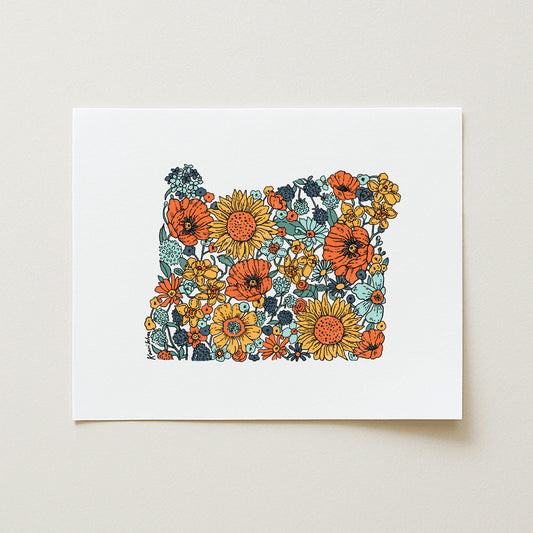 Floral Oregon State Art Print