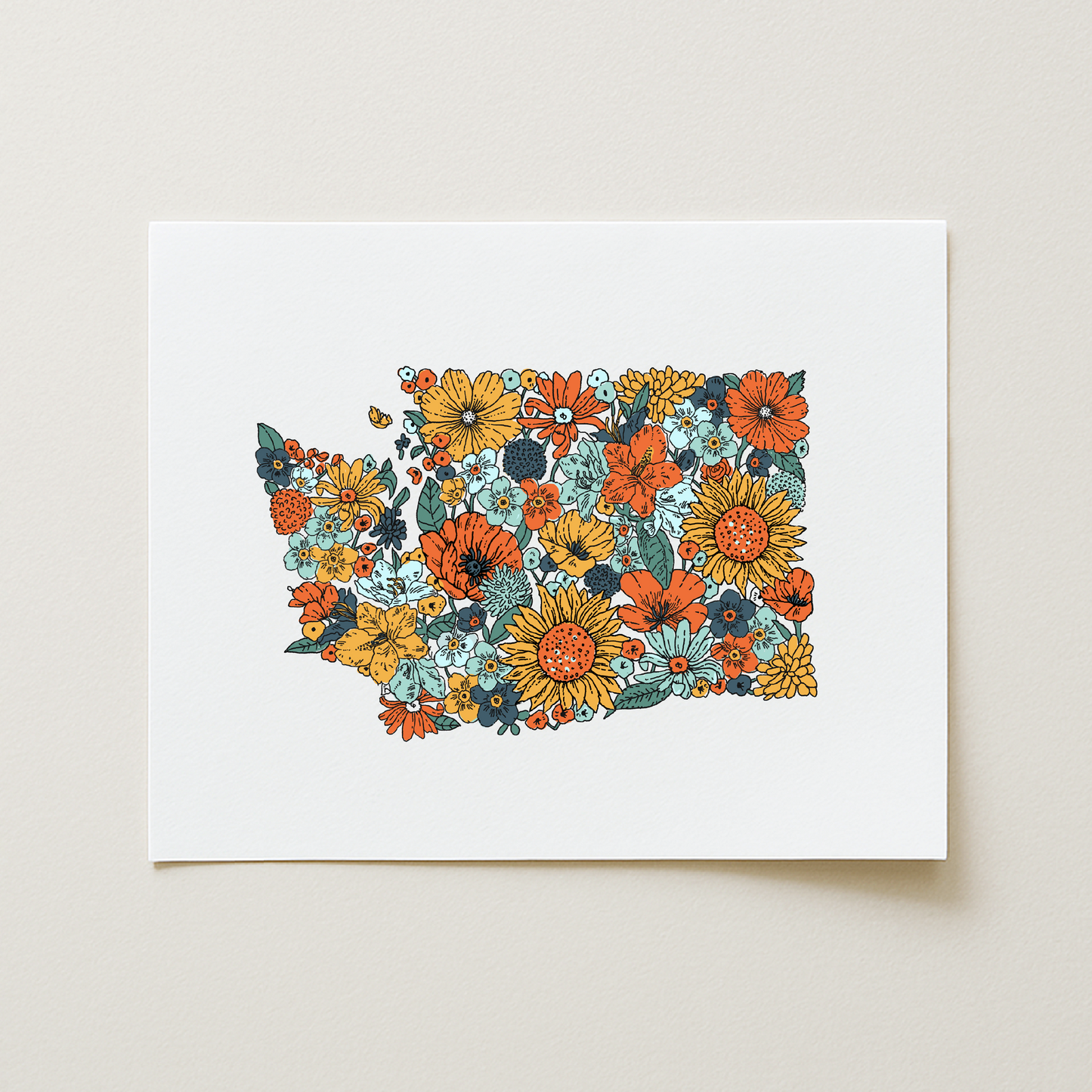 Floral Washington State Art Print