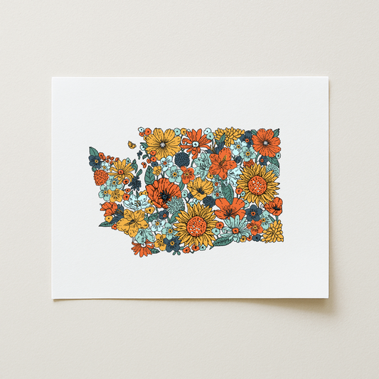Floral Washington State Art Print