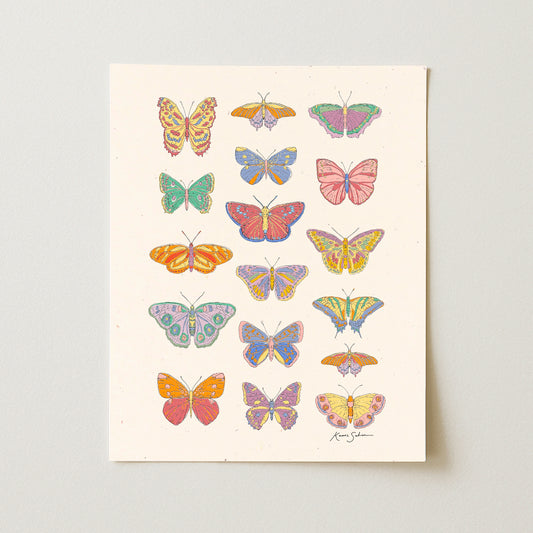 Retro Butterflies Art Print