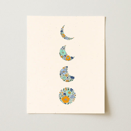 Moon Phase Blossoms Art Print