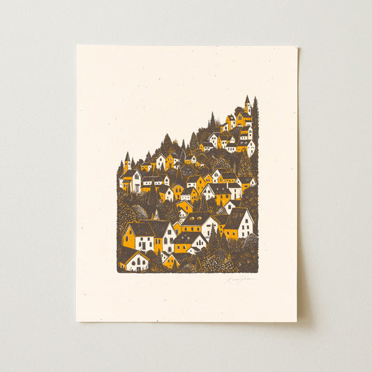 Village on a Hill Art Print