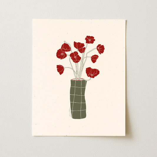 Retro Floral Vase Art Print