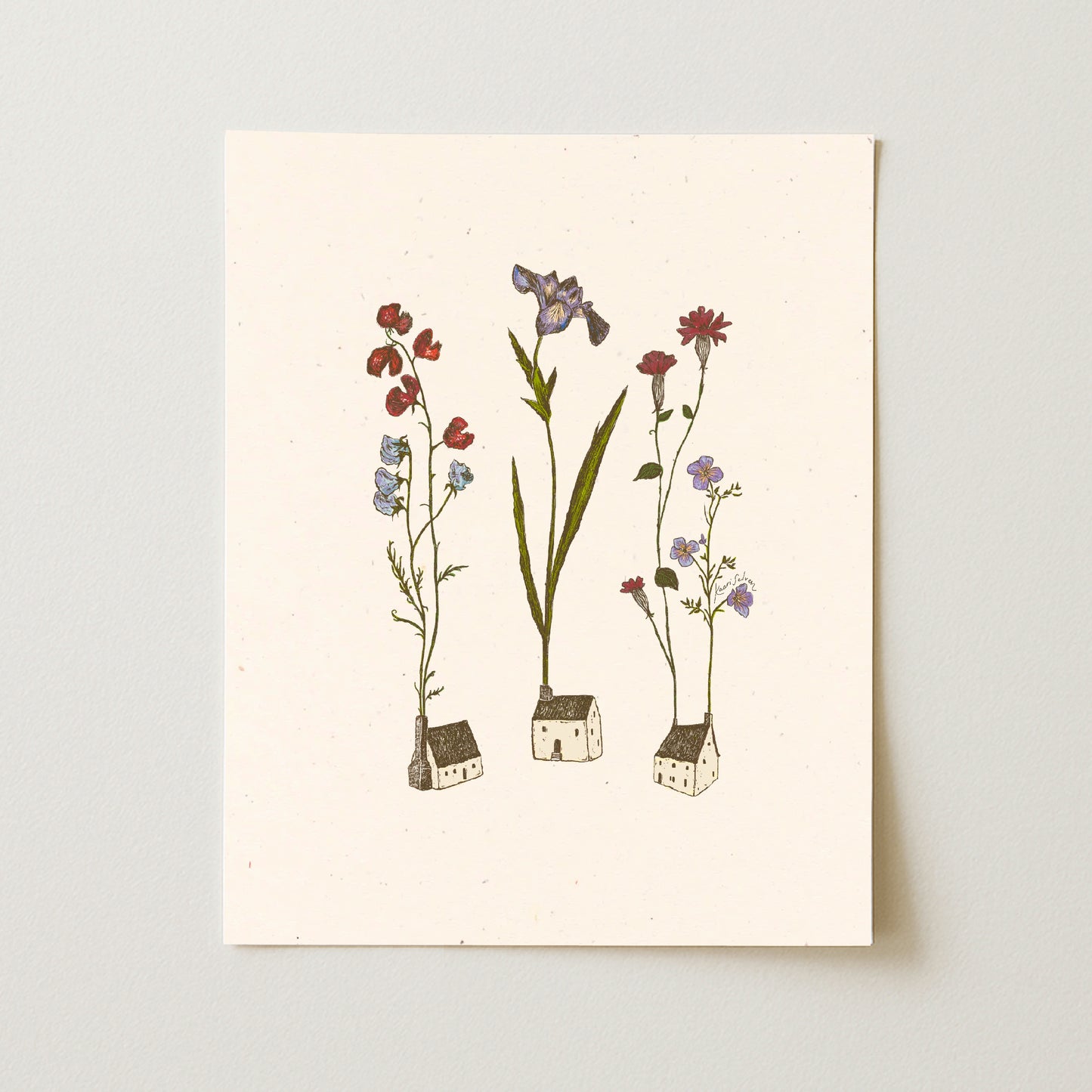 Little Houses in Bloom Art Print