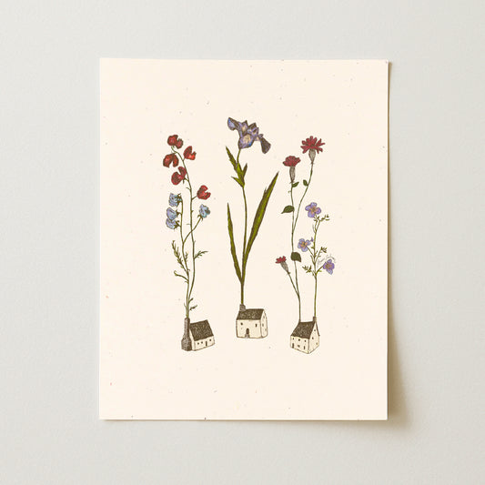 Little Houses in Bloom Art Print