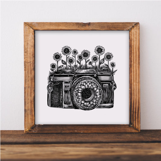 Sunflower Camera Art Print