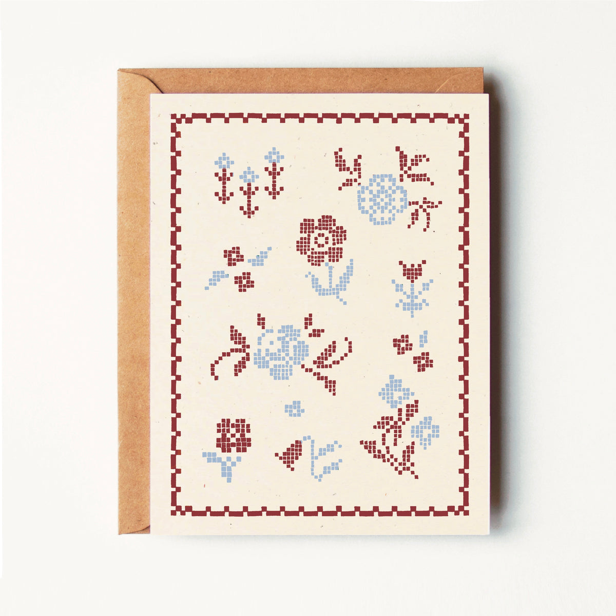 Floral Embroidery Cross Stitch Study - Everyday Greeting Card