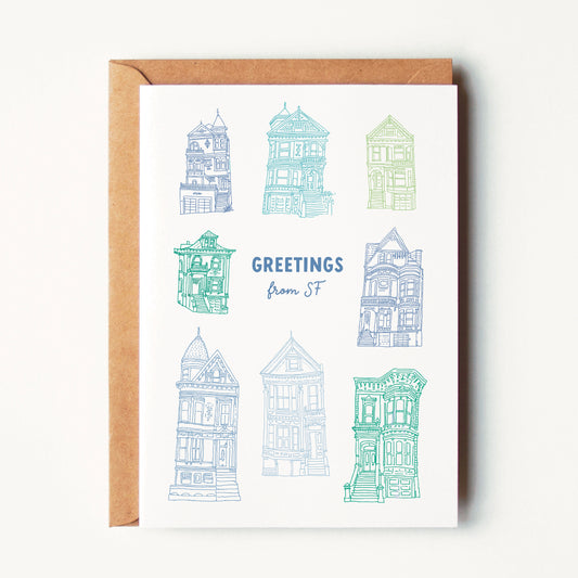 "Greetings From SF", San Francisco, California Greeting Card