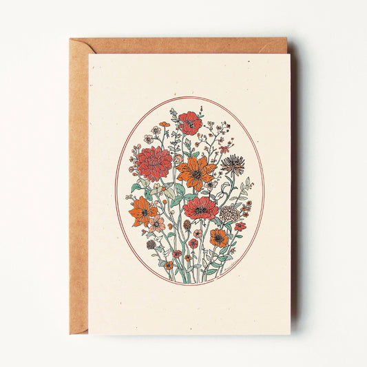 Floral Growth Oval Greeting Card