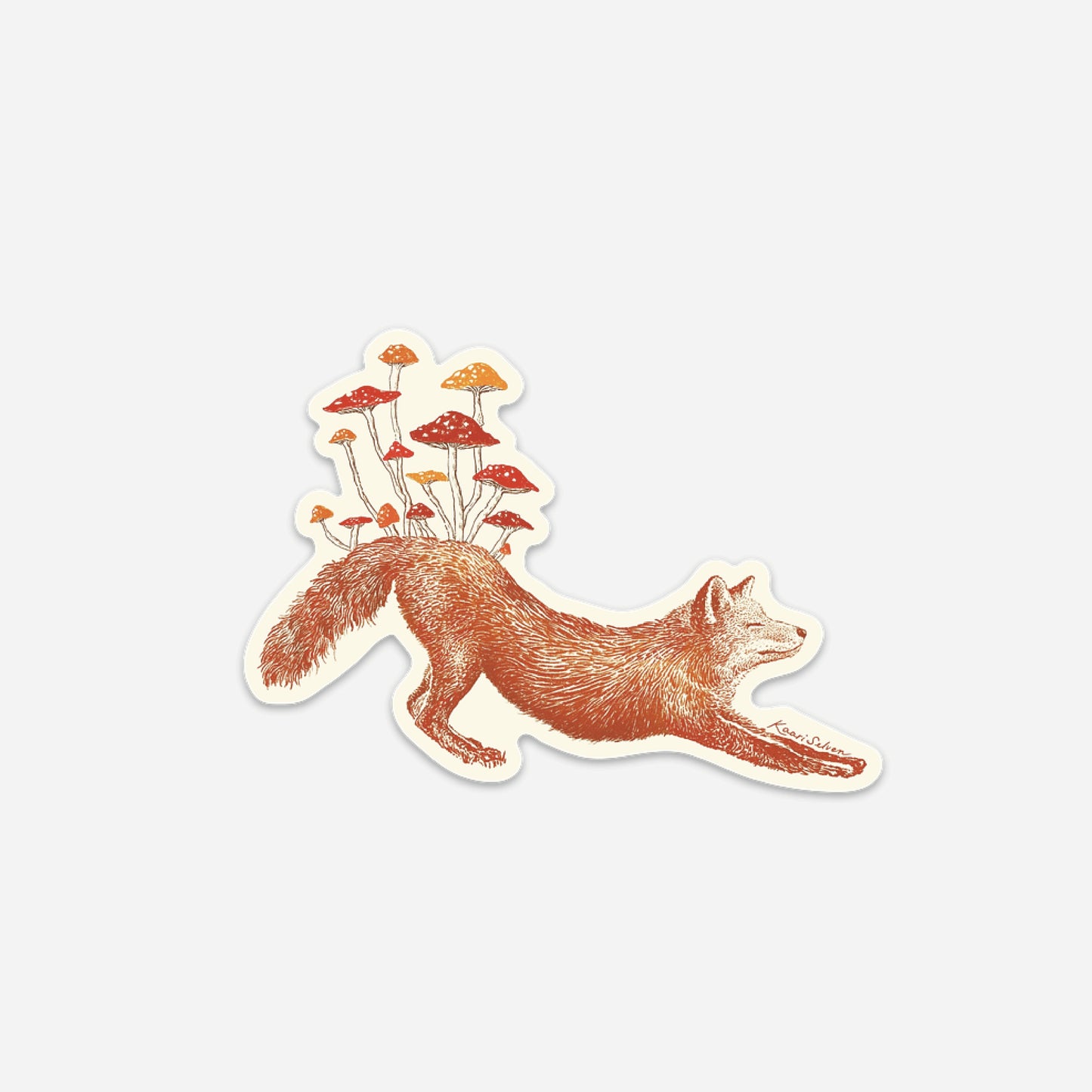Mushroom Fox Vinyl Sticker