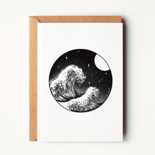 Waves + Night Sky Greeting Card