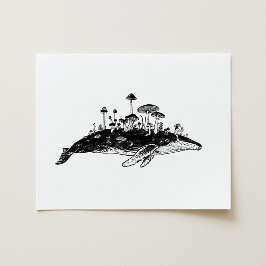 Mushroom Whale Art Print