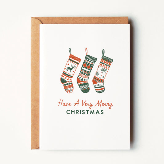 Holiday Stockings, Have a Very Merry Christmas Card