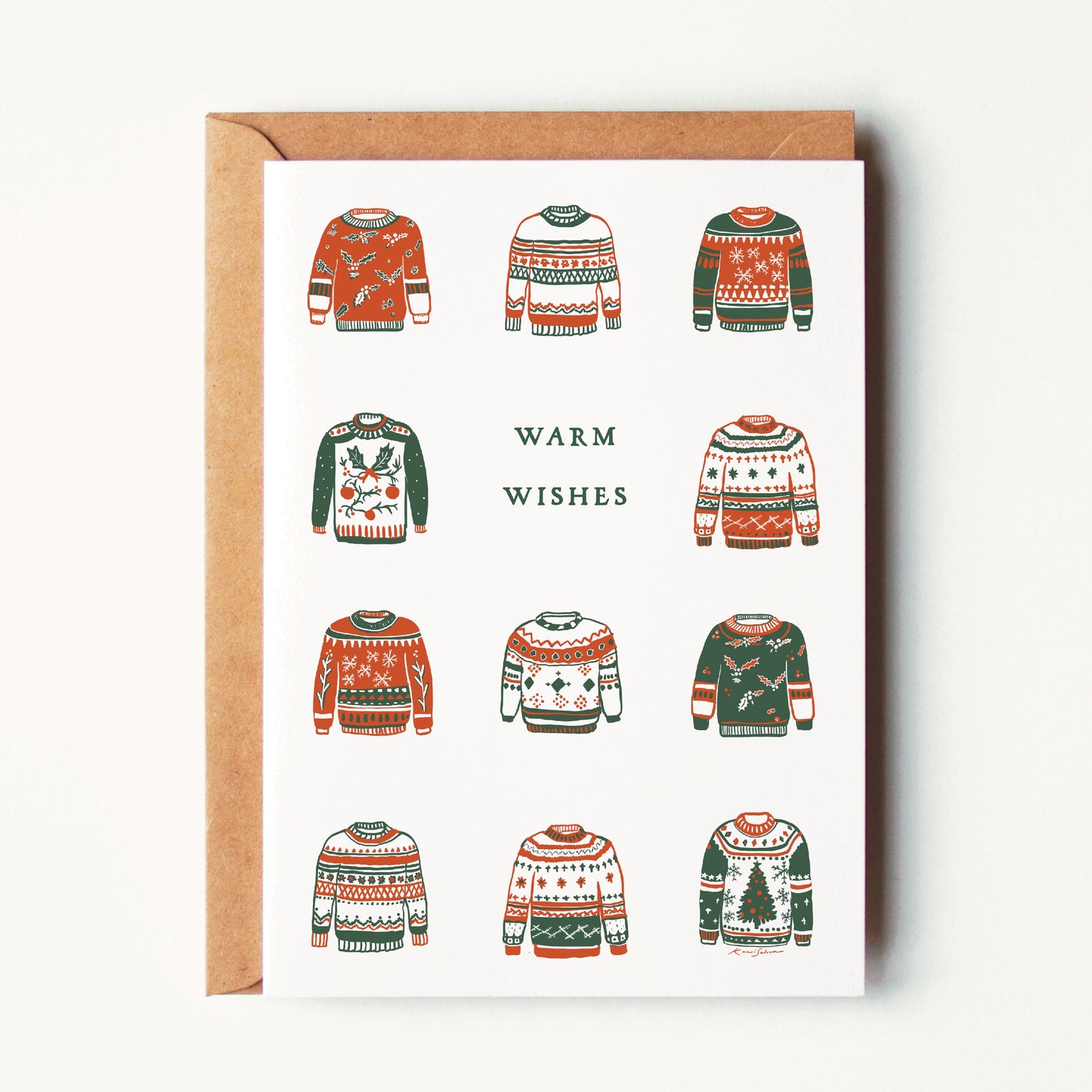 Holiday Sweaters, Warm Wishes Greeting Card