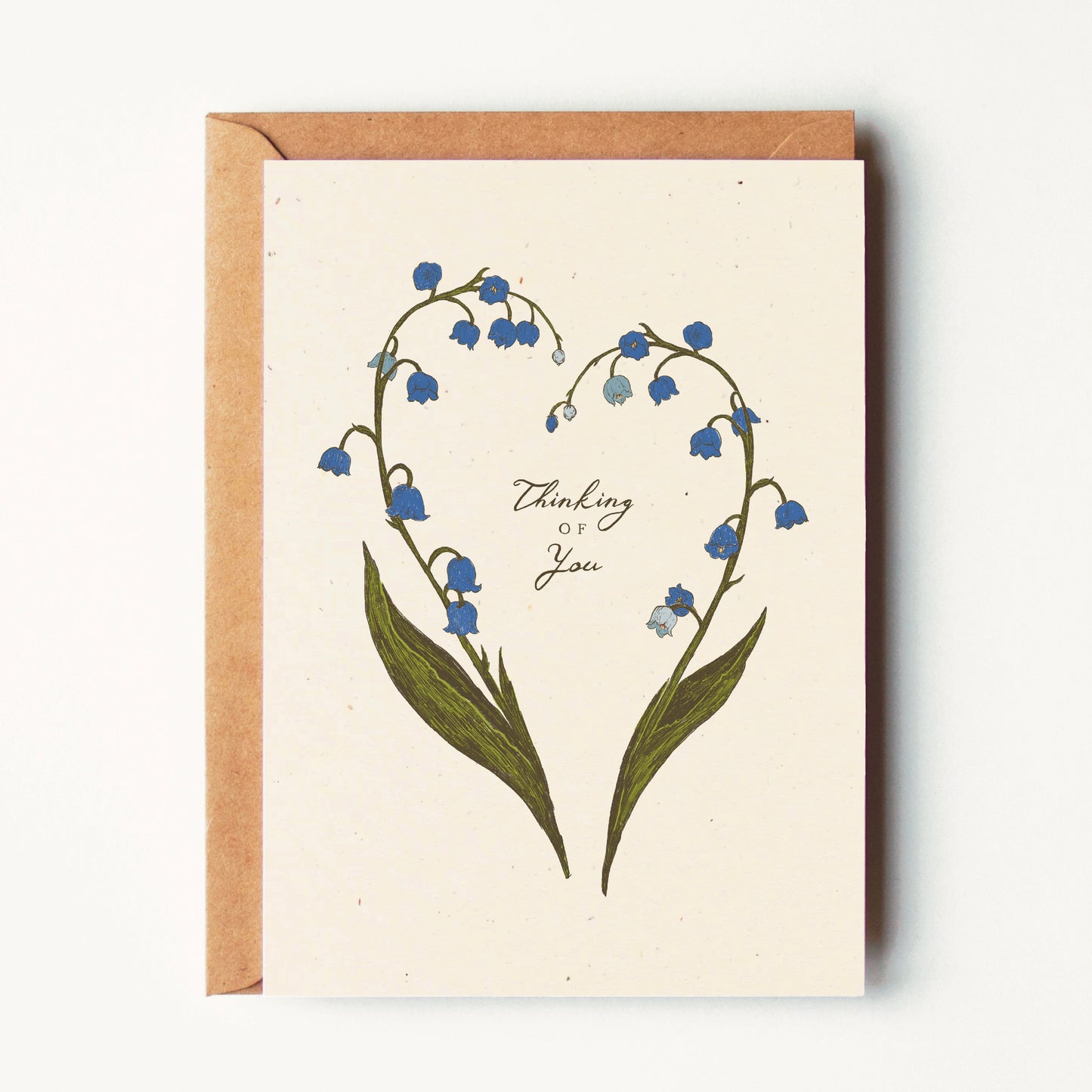 Thinking of You - Blue Bells Floral Heart - Greeting Card