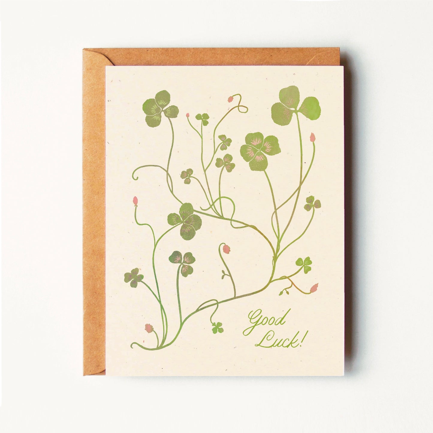 Good Luck - Botanical Clovers - Greeting Card