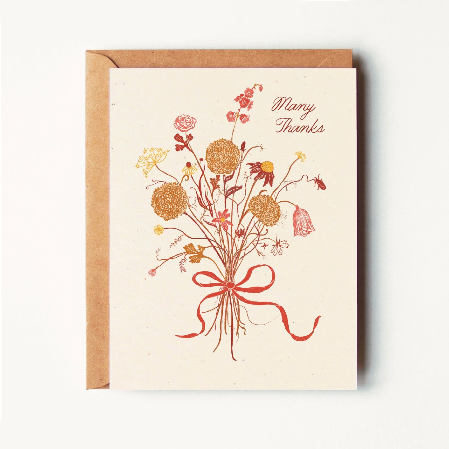 Many Thanks - Whimsical Fall Bouquet - Greeting Card
