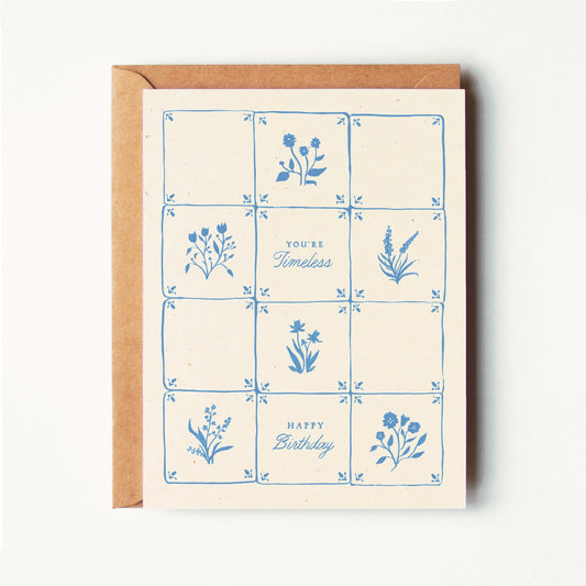 You're Timeless, Happy Birthday - Delft Tiles Greeting Card