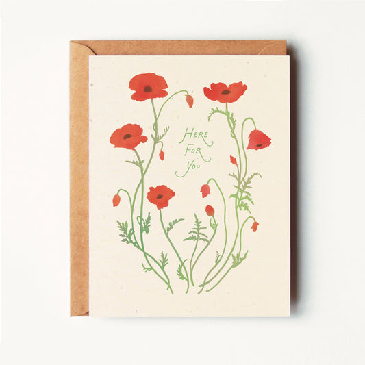 Here For You - Red Poppies - Greeting Card