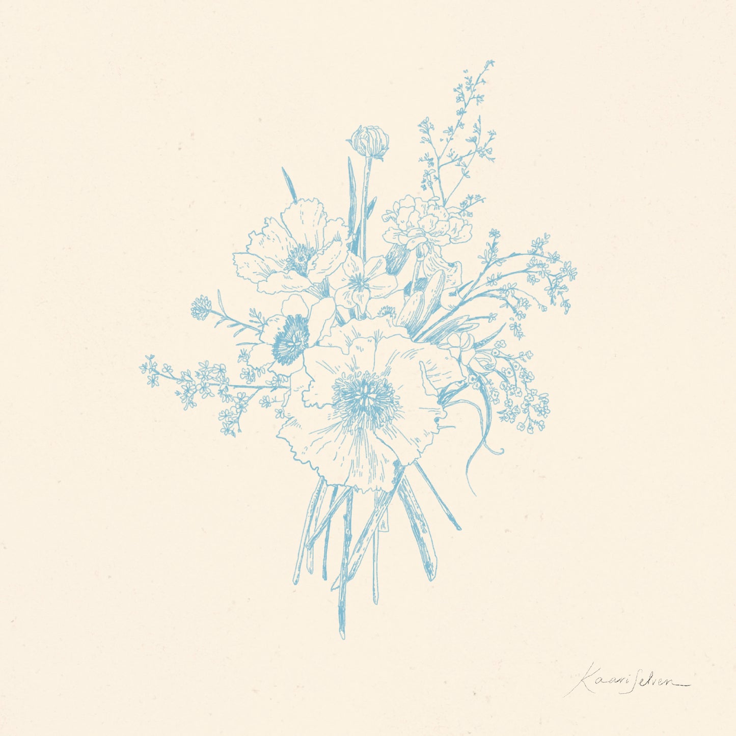 Floral Study I in Blue Art Print