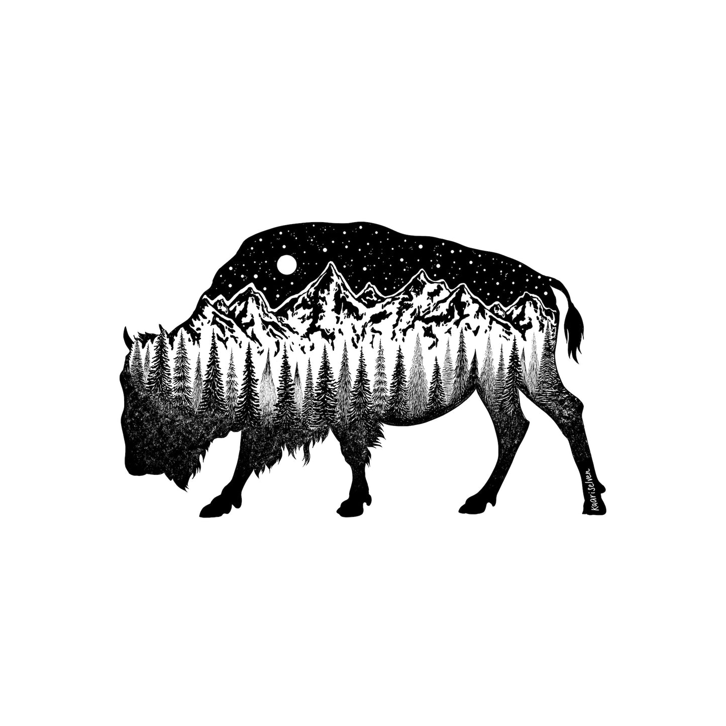 Mountain Buffalo Art Print