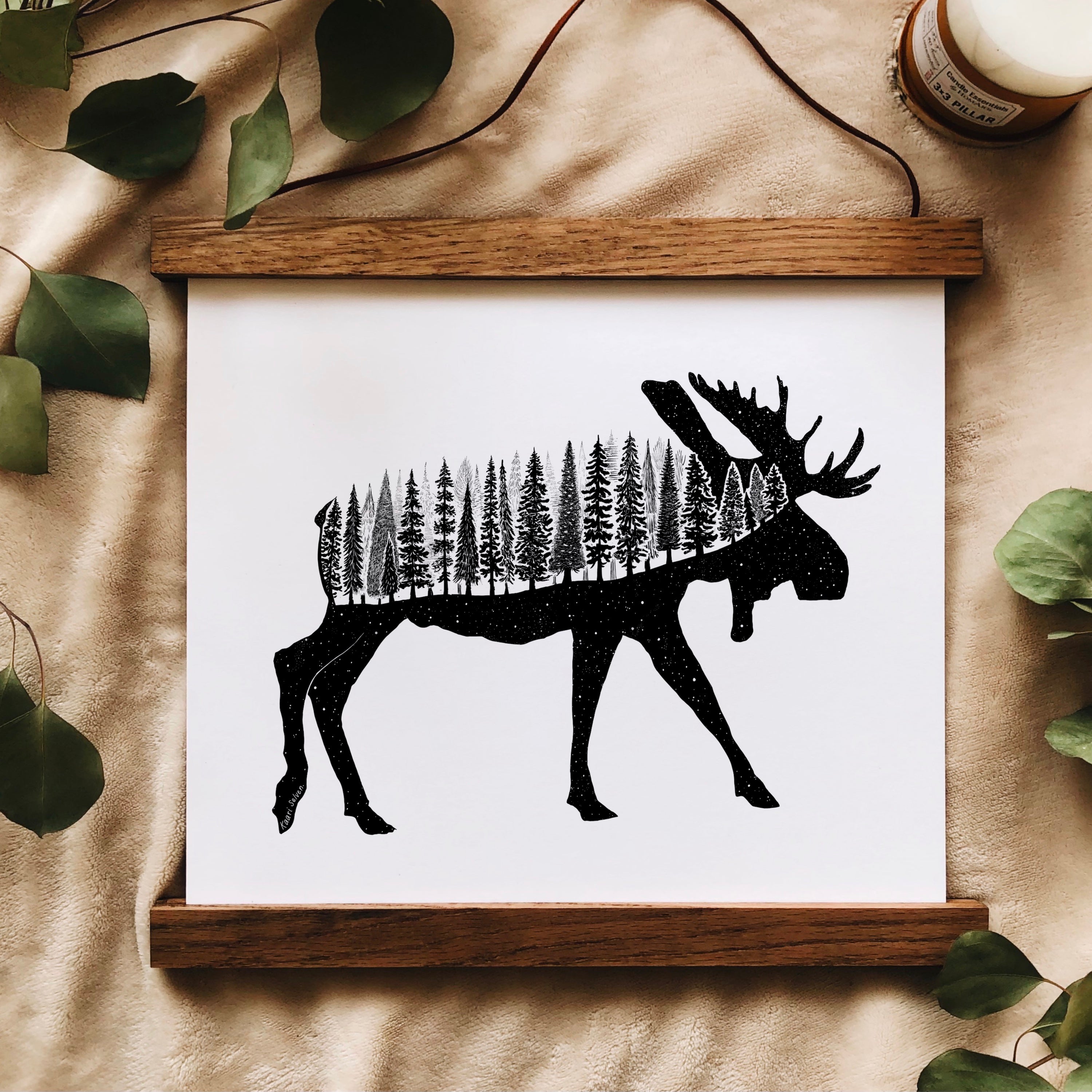 Forested Moose Art Print