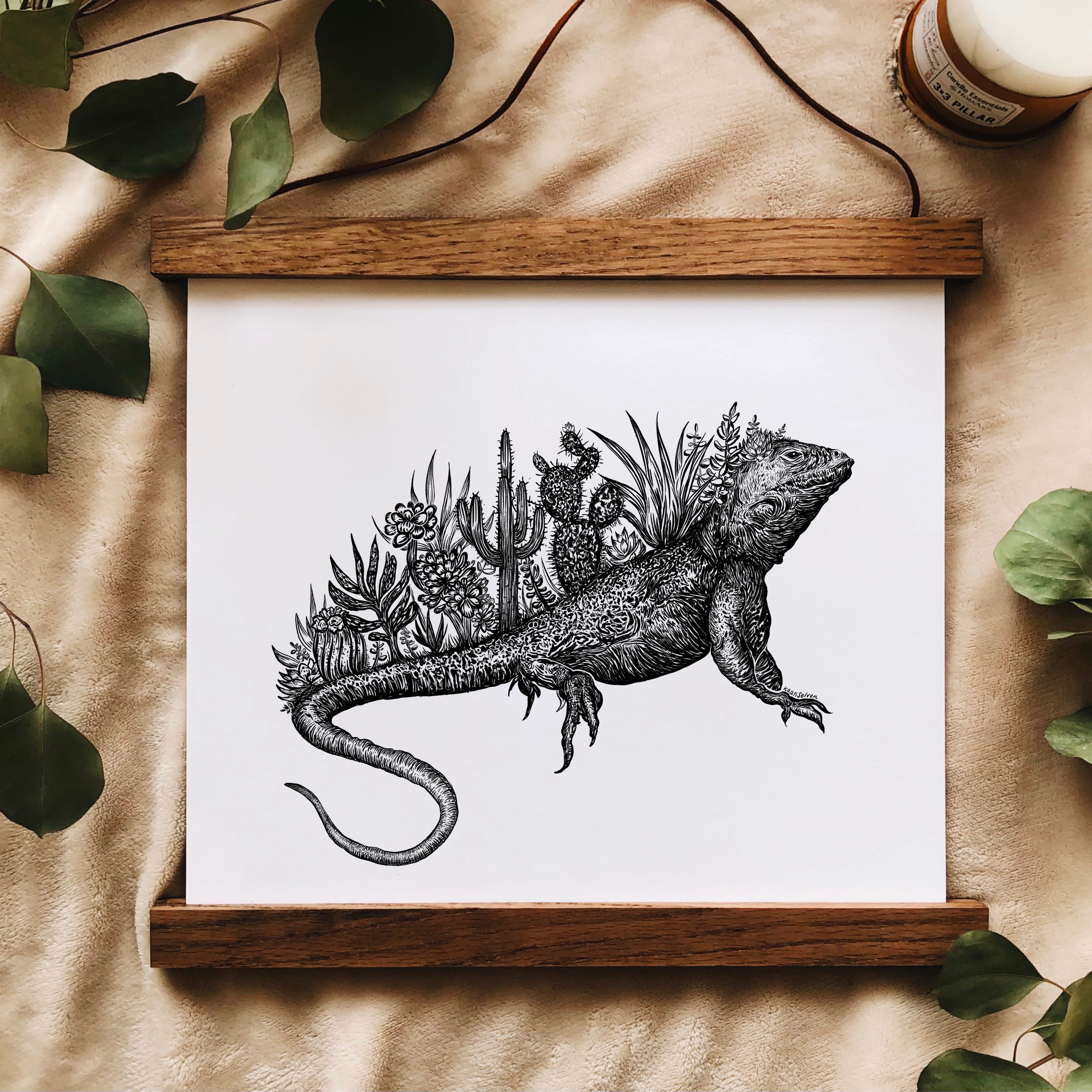 Cacti Lizard Art Print