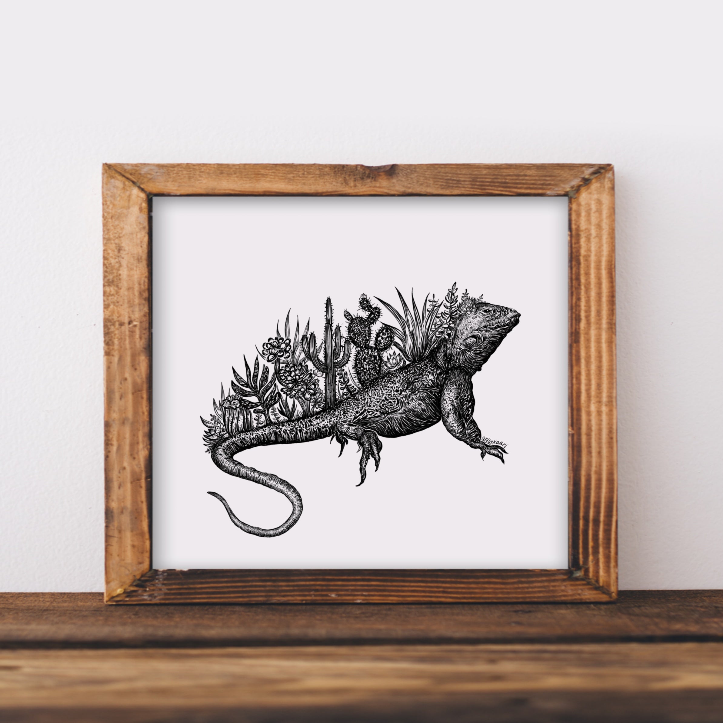 Cacti Lizard Art Print