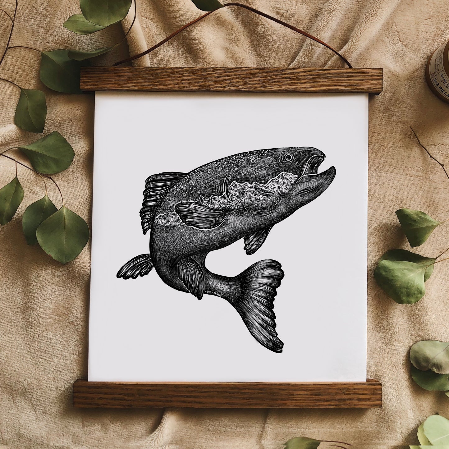 Jumping Salmon Art Print