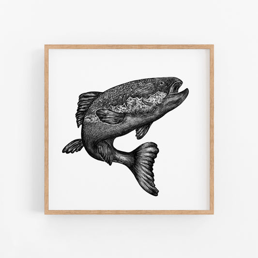 Jumping Salmon Art Print
