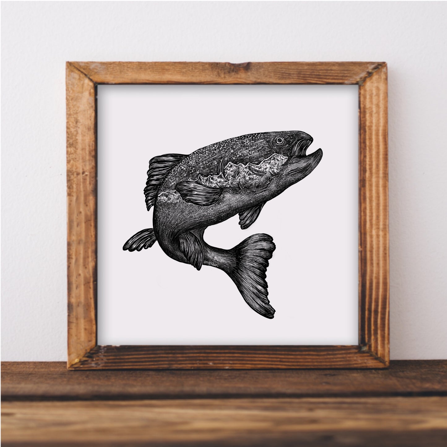 Jumping Salmon Art Print