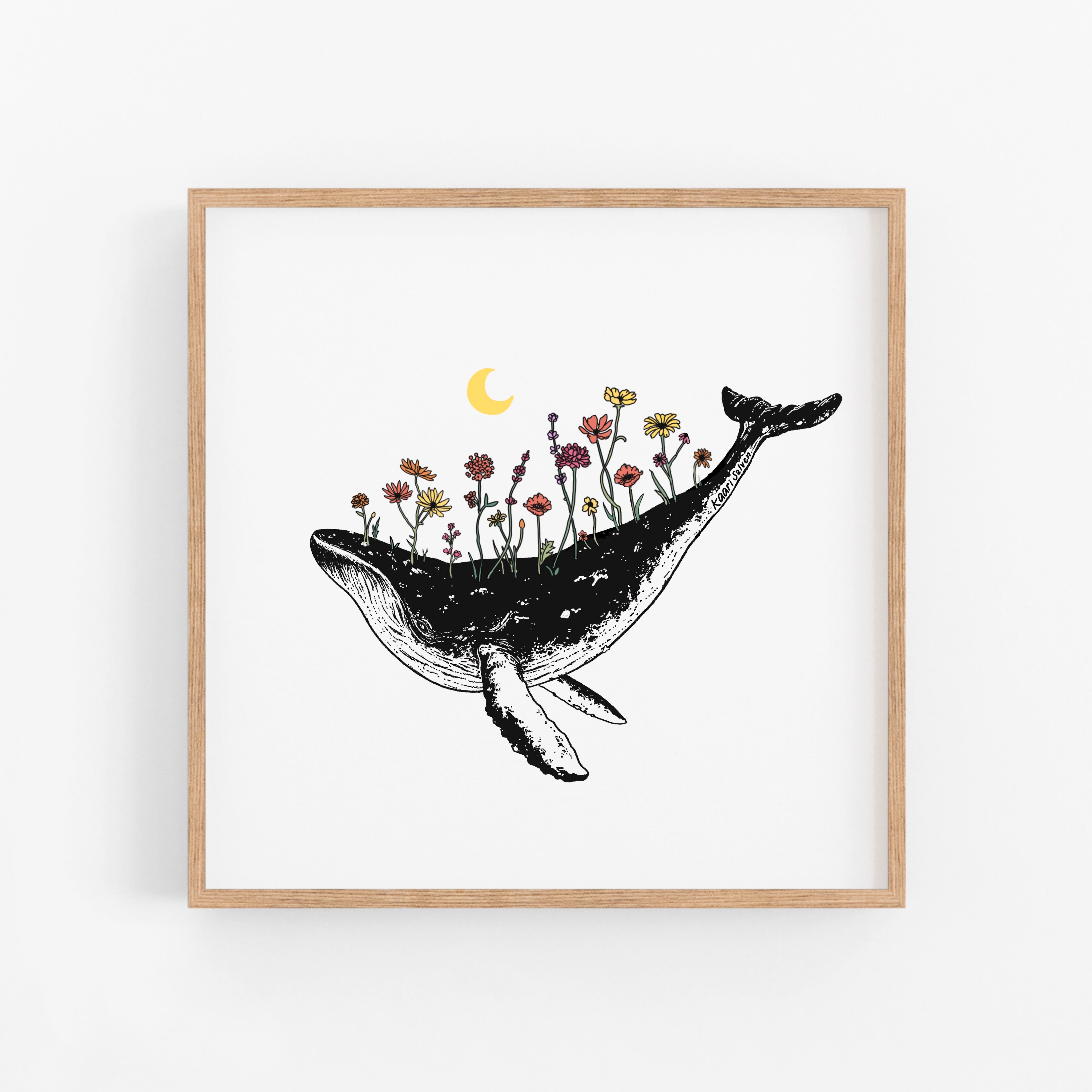 Floral Whale Art Print