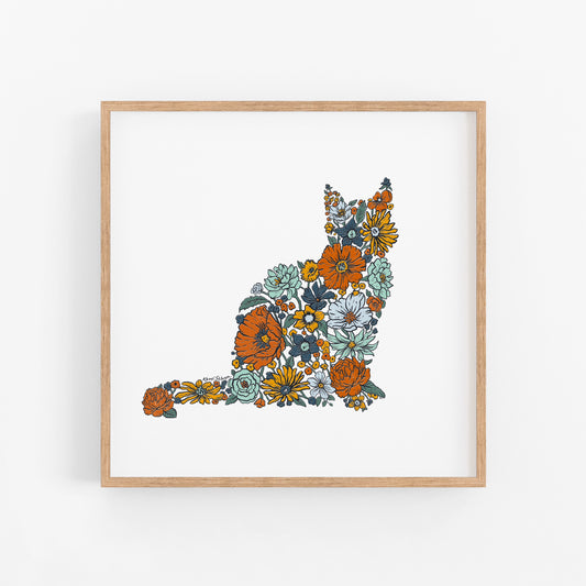 Floral Cat Art Print