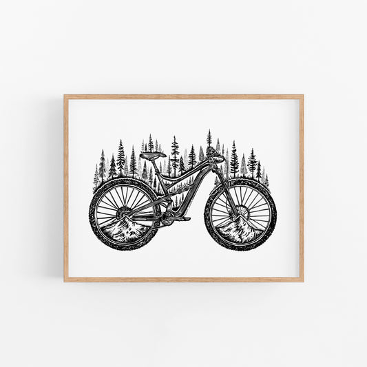 Forested Bicycle Art Print
