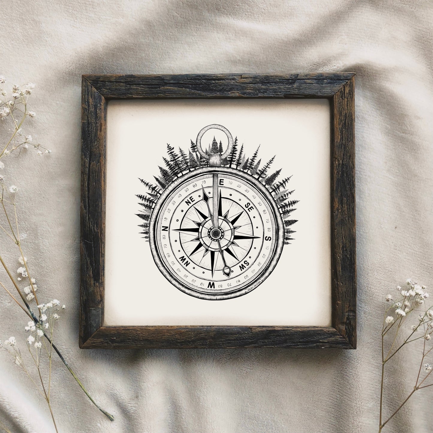 Forested Compass Art Print