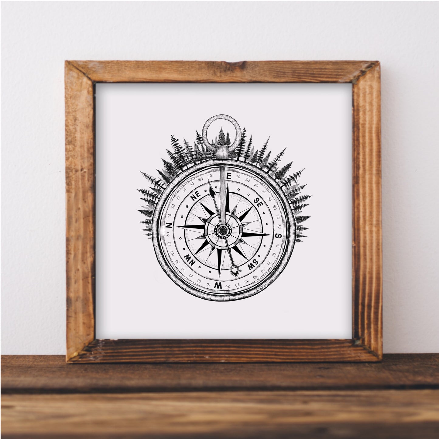Forested Compass Art Print