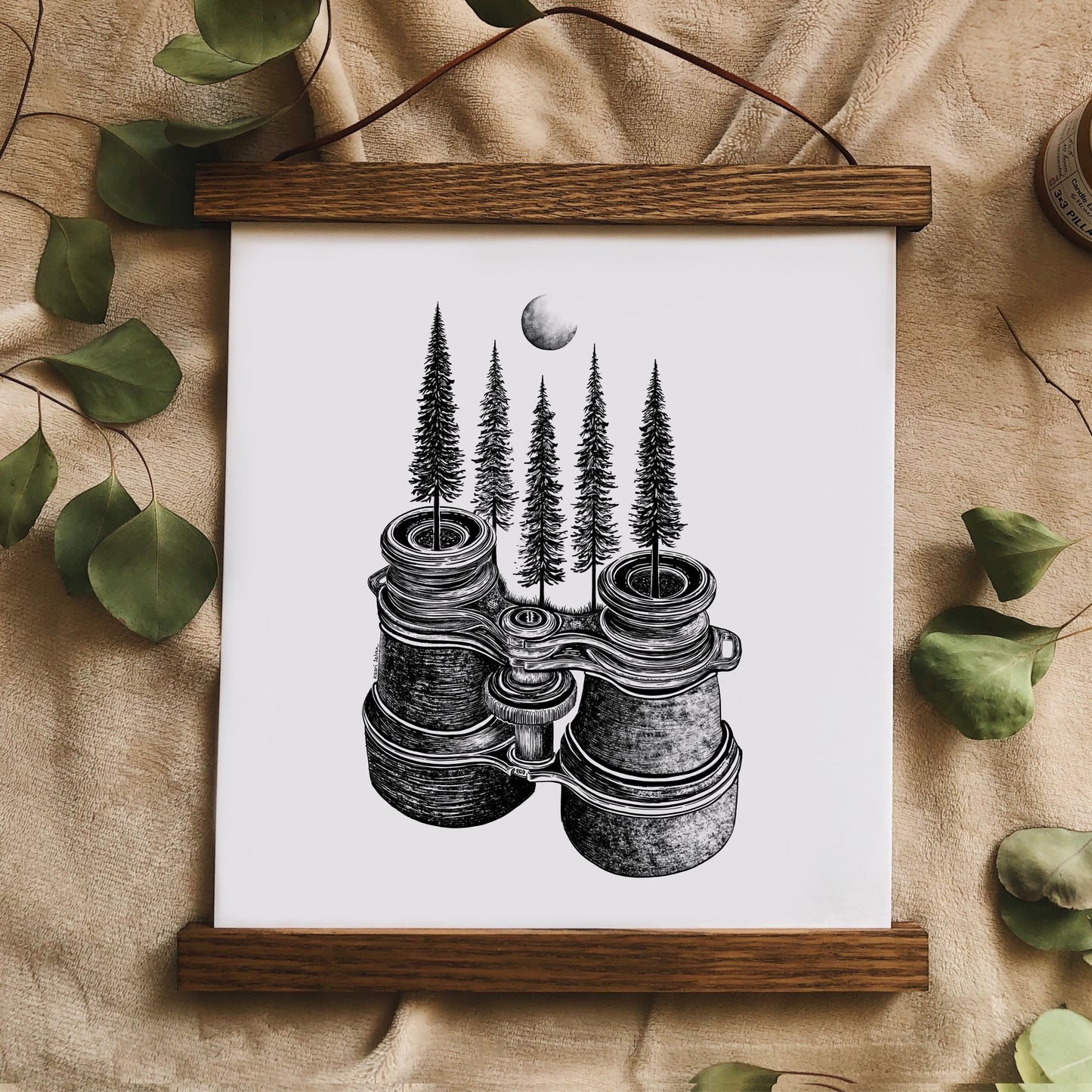 Forested Binoculars Art Print