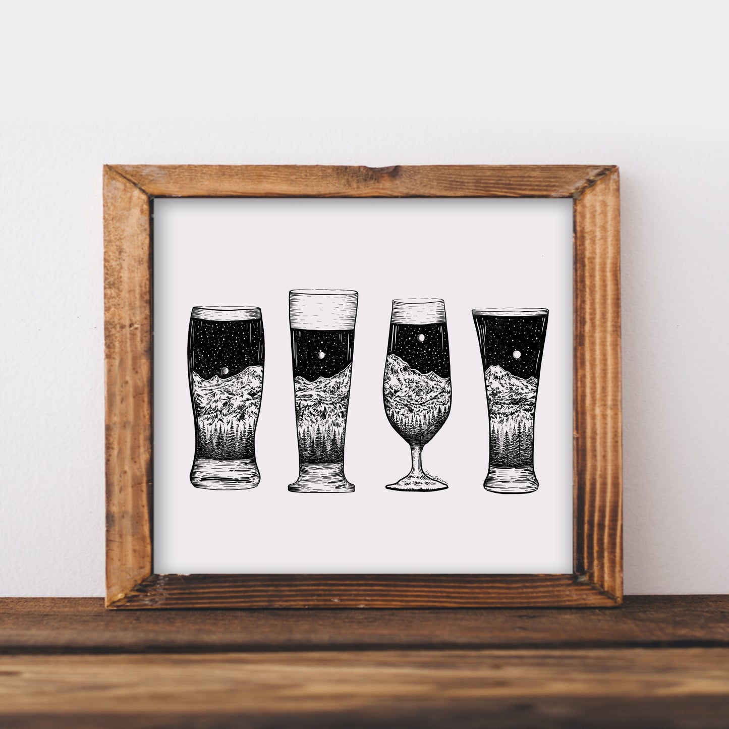 Mountain Beer Glasses Art Print