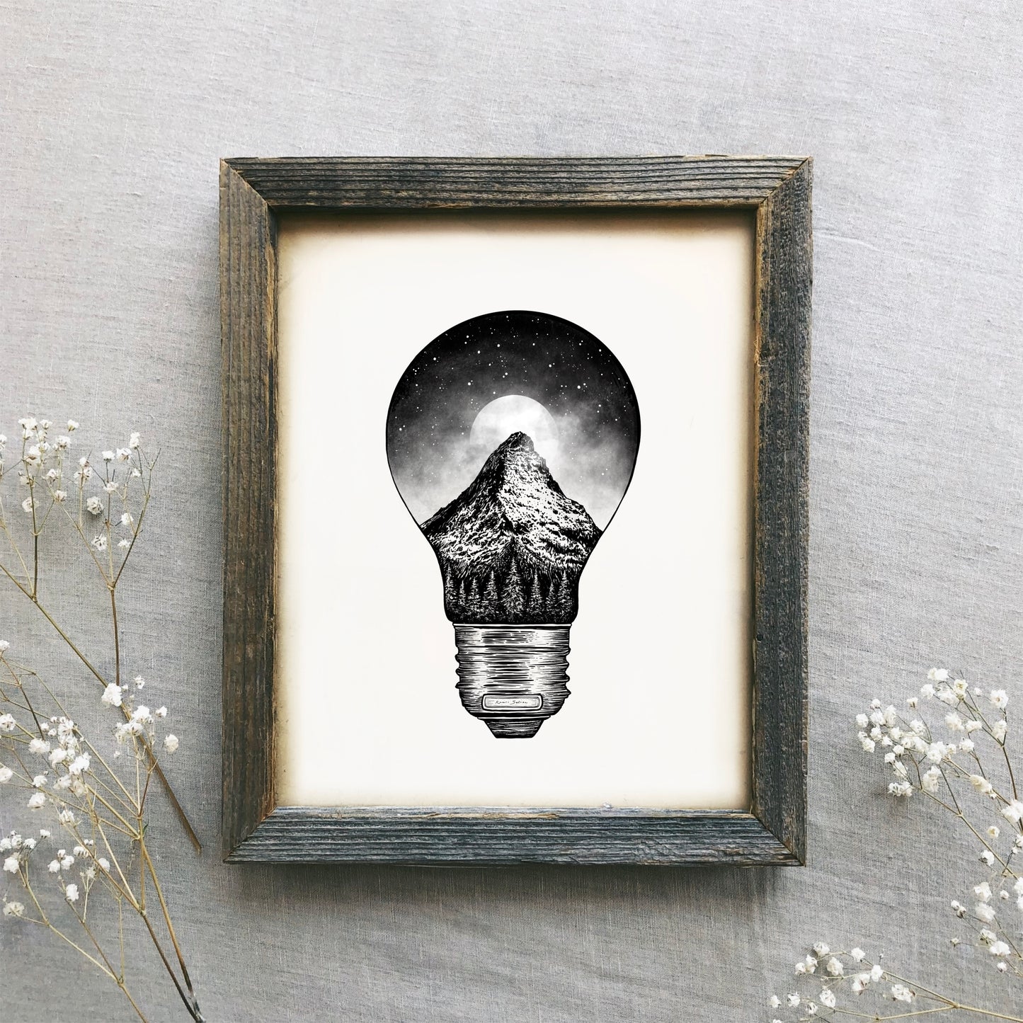 Mountain Lightbulb Art Print